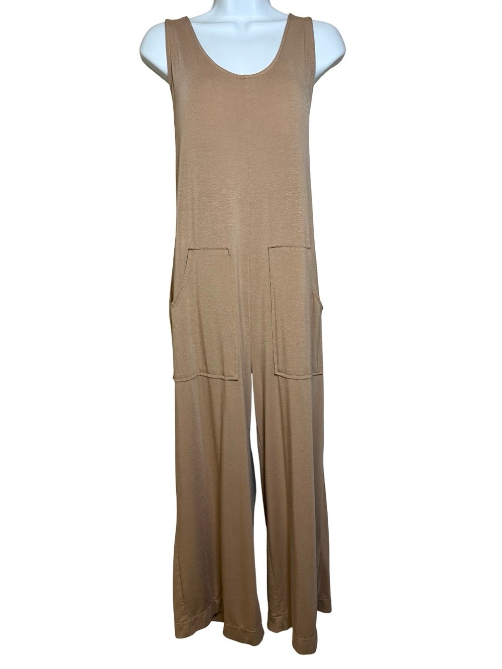 Loft Sleep Luxe Knit Pocket Tan Pajama Romper Lounger Jumpsuit Ladies Medium